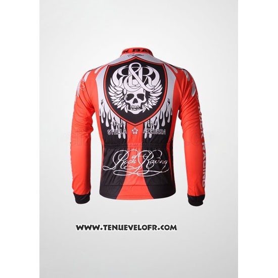 2010 Maillot Ciclismo Rock Racing Rouge et Bleu Clair Manches Longues et Cuissard